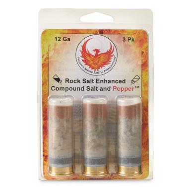 Phoenix Rising Rock Salt & Pepper Blast Less Lethal, 12 Gauge, 2 3/4", 3 Rounds