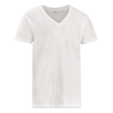 U.S. Military Surplus Combed Cotton V Neck T-Shirts, 4 Pack, New