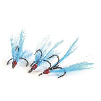 Clam Pro Tackle Feathered Gaff Treble Hooks, 3 Pack