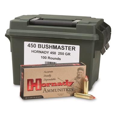 Hornady Custom, .450 Bushmaster, FTX, 250 Grain, 100 Rds. w/Polymer Ammo Can