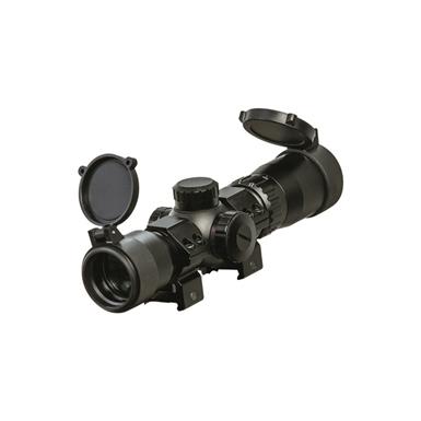 BearX Speed Comp 1.5-5x Crossbow Scope, SFP 4-Line Illuminated Red/Green Reticle