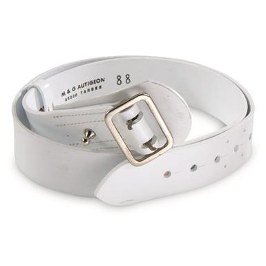 French Police White Vinyl Pistol Belts, 2 Pack, Used