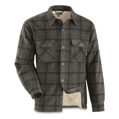 Guide Gear Plaid Sherpa Lined Fleece CPO Shirt Jacket