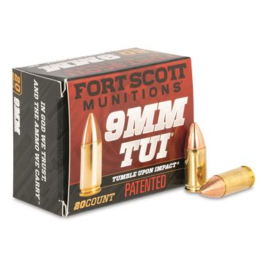 Fort Scott Tumble Upon Impact Ammo, 9mm, SCS, 80 Grain, 20 Rounds