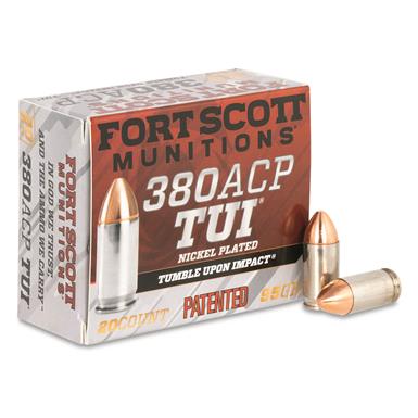 Fort Scott Tumble Upon Impact Nickel-Plated Ammo, 9mm, SCS, 80 Grain, 20 Rounds