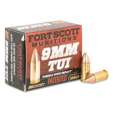 Fort Scott Tumble Upon Impact Ammo, 9mm, SCS, 115 Grain, 20 Rounds