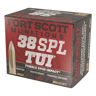 Fort Scott Tumble Upon Impact Ammo, .38 Special, SCS, 80 Grain, 20 Rounds