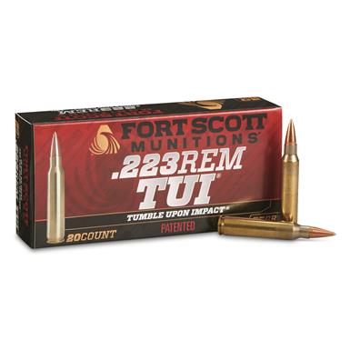 Fort Scott Tumble Upon Impact Ammo, .223 Remington, SCS, 55 Grain, 20 Rounds