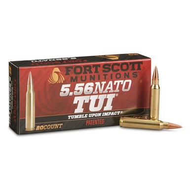 Fort Scott Tumble Upon Impact Ammo, 5.56x45mm NATO, SCS, 55 Grain, 20 Rounds