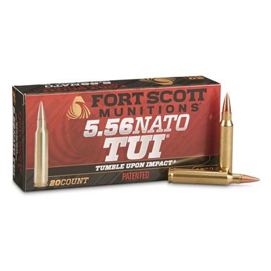 Fort Scott Tumble Upon Impact Ammo, 5.56x45mm NATO, SCS, 62 Grain, 20 Rounds