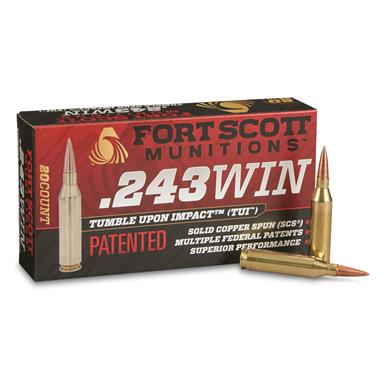 Fort Scott Tumble Upon Impact Ammo, .243 Win., SCS, 58 Grain, 20 Rounds