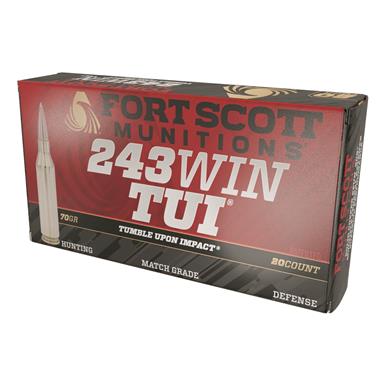 Fort Scott Tumble Upon Impact Ammo, .243 Win., SCS, 70 Grain, 20 Rounds