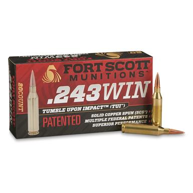 Fort Scott Tumble Upon Impact Ammo, .243 Win., SCS, 80 Grain, 20 Rounds