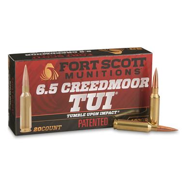 Fort Scott Tumble Upon Impact Ammo, 6.5mm Creedmoor, SCS, 130 Grain, 20 Rounds