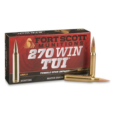 Fort Scott Tumble Upon Impact Ammo, .270 Winchester, SCS, 130 Grain, 20 Rounds