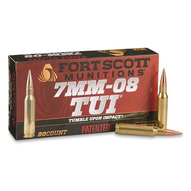 Fort Scott Tumble Upon Impact Ammo, 7mm-08 Rem., SCS, 120 Grain, 20 Rounds
