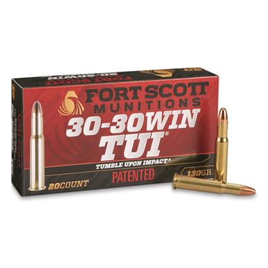 Fort Scott Tumble Upon Impact Ammo, .30-30 Winchester, SCS, 130 Grain, 20 Rounds