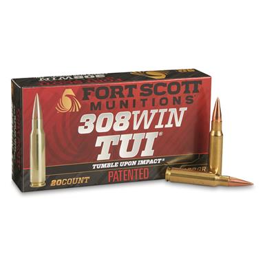 Fort Scott Tumble Upon Impact Ammo, .308 Win., SCS, 168 Grain, 20 Rounds
