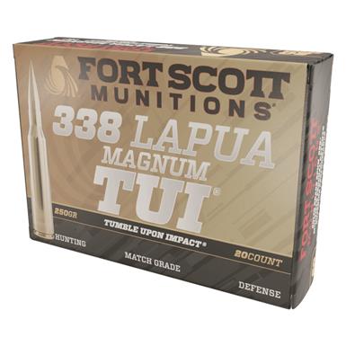 Fort Scott Tumble Upon Impact Ammo, .338 Lapua Magnum, SBS, 250 Grain, 20 Rounds