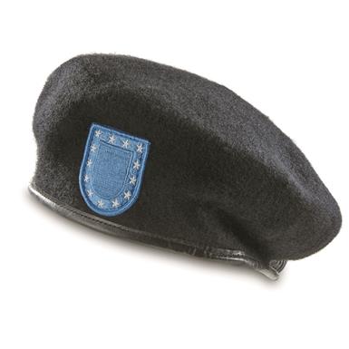 U.S. Military Surplus Wool Berets with Army Standard Blue Flash, 2 Pack, New
