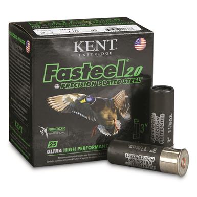 Kent Fasteel 2.0 Precision Plated Steel Waterfowl Shotshells, 12 Gauge, 3", 1 1/8 oz., 25 Rounds