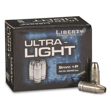 Liberty Ultra-Light, 9mm+P, Fragmenting Hollow Point, 50 Grain, 20 Rounds