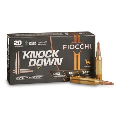 Fiocchi KnockDown, .243 Winchester, CHP, 80 Grain, 20 Rounds