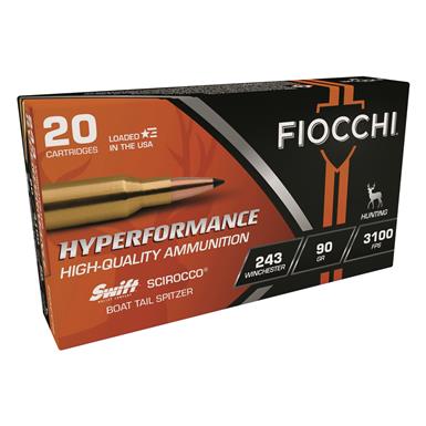 Fiocchi Hyperformance, .243 Win., Swift Scirocco BTS, 90 Grain, 20 Rounds