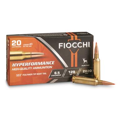 Fiocchi Hyperformance, 6.5mm Creedmoor, SST Polymer Tip Boat-Tail, 129 Grain, 20 Rounds