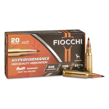 Fiocchi Hyperformance, .308 Win., Swift Scirocco BTS, 150 Grain, 20 Rounds