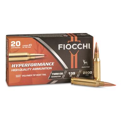 Fiocchi Hyperformance, 7mm-08 Rem., SST Polymer Tip Boat-Tail, 139 Grain, 20 Rounds