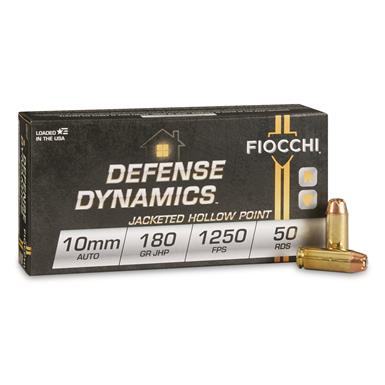 Fiocchi Defense Dynamics, 10mm, JHP, 180 Grain, 50 rounds