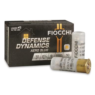 Fiocchi Defense Dynamics Low-Recoil, 12 Gauge, 2 3/4", 9-oz. Buckshot, 9 Pellet, 10 Rounds