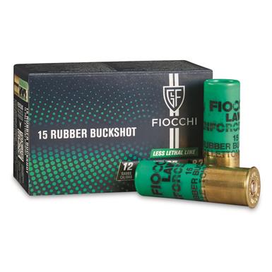 Fiocchi Rubber Buckshot, 12 Gauge, 2 3/4", 15 Pellet, 10 Rounds