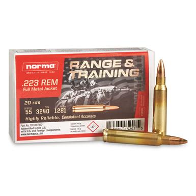 Norma Range & Training, .223 Remington, FMJ, 55 Grain, 20 Rounds