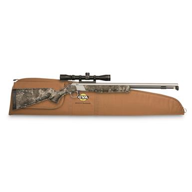 CVA Wolf V2 Muzzleloader, .50 Cal., 24" Barrel, Stainless/Camo, KonusShot 3-9x32mm Scope