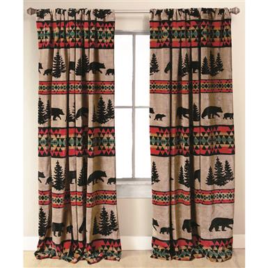 Carstens Bear Trails Rustic Cabin Curtain Panels Set, 54" x 84"