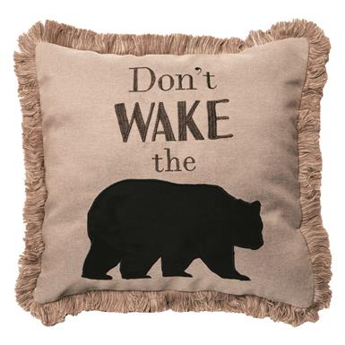 Carstens Don't Wake the Bear Rustic Cabin Throw Pillow, 18" x 18"