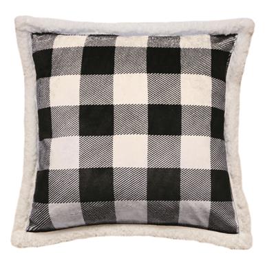 Carstens Black & White Lumberjack Sherpa Throw Pillow, 18" x 18"