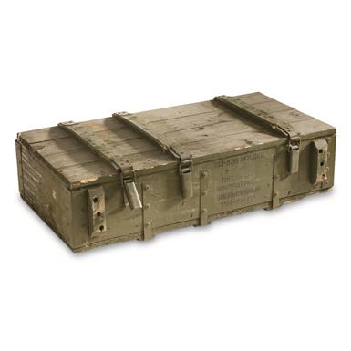 Hungarian Military Surplus Wood Ammo Crate, 36.5" x 18" x 9", Used