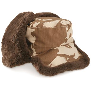 Romanian Military Surplus Fur Ushanka Hat, Quilted Lining, New