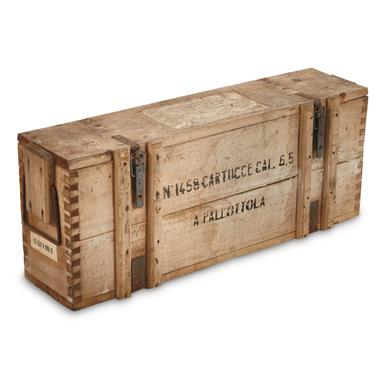 Italian Navy Surplus Wood Crate, 28.75" x 11.75" x 7", Used