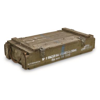 Italian Military Surplus Bazooka Wood Crate, 27.5" x 14" x 6", Used