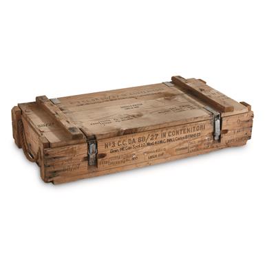 Italian Military Surplus Solid Wood Crate, 34" x 16.75" x 6.75", Used