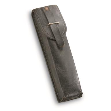 Italian Military Surplus Leather Uzi Magazine Pouch, Used