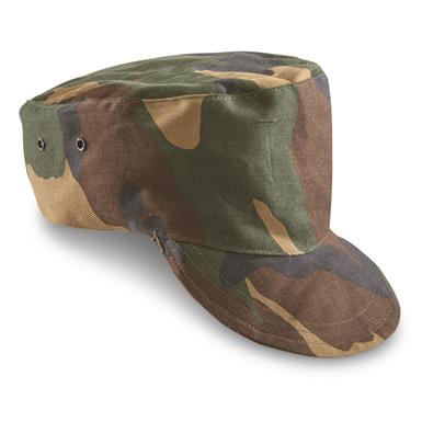 Italian Military Surplus Woodland Camo Caps, 4 Pack, New