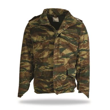 Greek Military Surplus M65 Jacket with Liner, Lizard Camo, Used