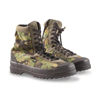 Italian Municipal Surplus Superga Green Camo Boots, New