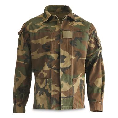Italian Military Surplus Field Shirt, Woodland Camo, Used