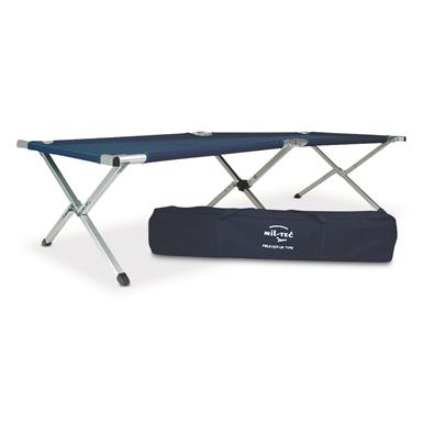 Mil-Tec Aluminum Folding Cot with Bag, Dark Blue